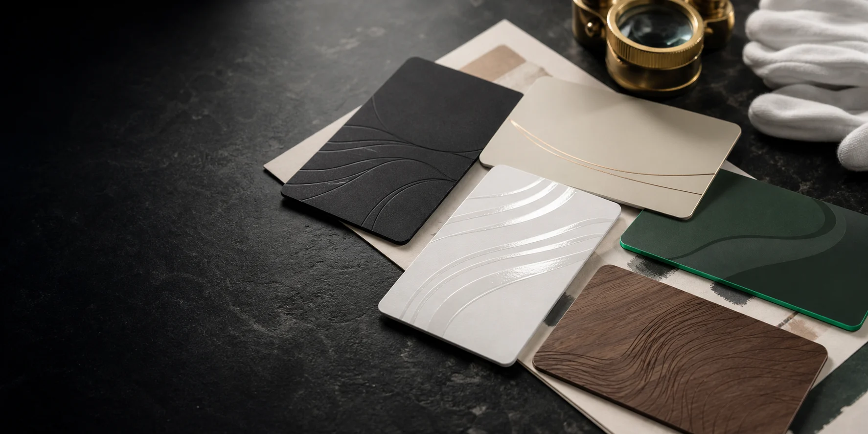 Hotel key card samples with premium print finishes