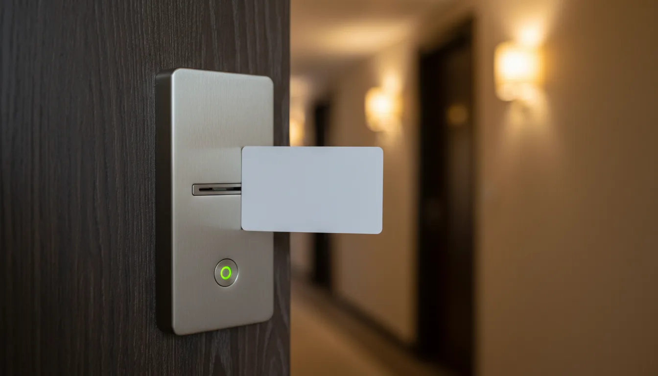 Hotel electronic door lock with RFID keycard reader